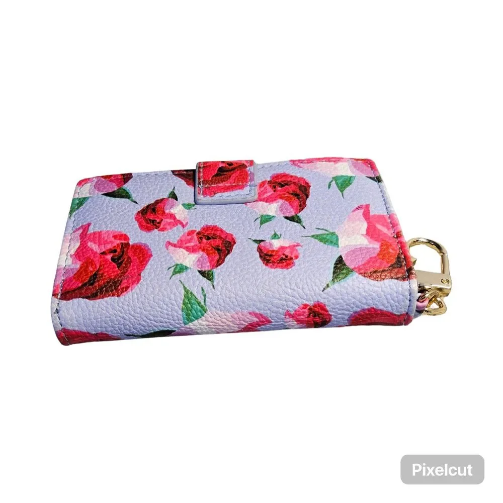 Preloved Betsey Johnson Flap Wallet Lavender  with rose floral pattern